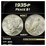 IC 1935-p Peace Dollar $1 Grades Choice+ Unc