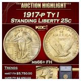 1917-p Ty I Standing Liberty Quarter 25c ms66+ FH