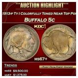 IC 1913-p Ty I Buffalo Nickel Colorfully Toned Nea