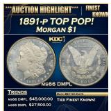 1891-p Morgan Dollar TOP POP! $1 ms66 DMPL SEGS
