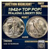 YC 1942-p Walking Liberty Half Dollar TOP POP! 50c