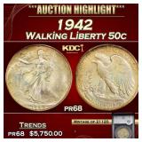 YC 1942 Proof Walking Liberty Half Dollar 50c pr68