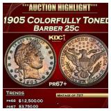 IC 1905 Proof Barber Quarter Colorfully Toned 25c