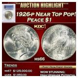 PCGS 1926-p Peace Dollar Near Top Pop! $1 ms66 PCG