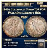 YC 1945-s Walking Liberty Half Dollar Colorfully T