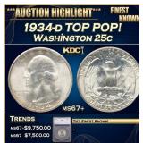 1934-d Washington Quarter TOP POP! 25c ms67+ SEGS