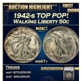 YC 1942-s Walking Liberty Half Dollar TOP POP! 50c