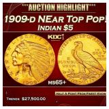 IC 1909-d Gold Indian Half Eagle NEar Top Pop! $5