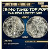 IC 1944-d Walking Liberty Half Dollar Toned TOP PO