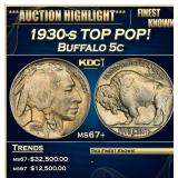 IC 1930-s Buffalo Nickel TOP POP! 5c ms67+ SEGS