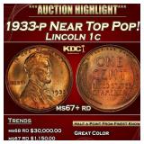 IC 1933-p Lincoln Cent Near Top Pop! 1c ms67+ rd S