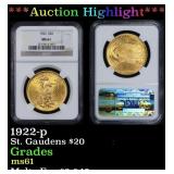 NGC 1922-p Gold St. Gaudens Double Eagle $20 ms61
