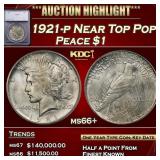 1921-p Peace Dollar Near Top Pop! $1 ms66+ SEGS