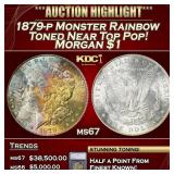 1879-p Morgan Dollar Monster Rainbow Toned Near To