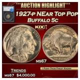 1927-p Buffalo Nickel NEar Top Pop! 5c ms67 SEGS