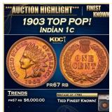 YC 1903 Proof Indian Cent TOP POP! 1c pr67 rb SEGS