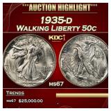 1935-d Walking Liberty Half Dollar 50c ms67 SEGS