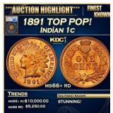 1891 Indian Cent TOP POP! 1c ms66+ rd SEGS