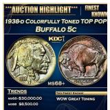 IC 1938-d Buffalo Nickel Colorfully Toned TOP POP!