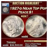 1927-d Peace Dollar Near Top Pop! $1 ms66 SEGS