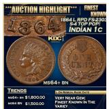 1864 L Indian Cent RPD FS-2303, S-4 TOP POP! 1c Ch