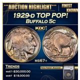 YC 1929-d Buffalo Nickel TOP POP! 5c ms67+ SEGS