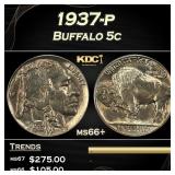 1937-p Buffalo Nickel 5c Grades GEM++ Unc