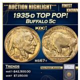 1935-d Buffalo Nickel TOP POP! 5c ms67+ SEGS