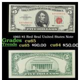 1963 $5 Red Seal United States Note Grades Gem CU
