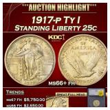 1917-p Ty I Standing Liberty Quarter 25c ms66+ fh