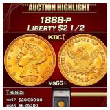 YC 1888-p Gold Liberty Quarter Eagle $2 1/2 ms66+