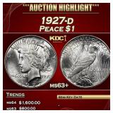 1927-d Peace Dollar 1 ms63+ SEGS