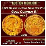 IC 1922 Grant w/Star Gold Commem Dollar Near Top P