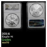 NGC 2014 Silver Eagle Dollar $1 ms70 NGC