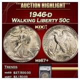 YC 1946-d Walking Liberty Half Dollar 50c ms67+ SE