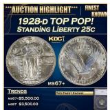 1928-d Standing Liberty Quarter TOP POP! 25c ms67+