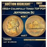 IC 1952-p Jefferson Nickel Colorfully Toned TOP PO