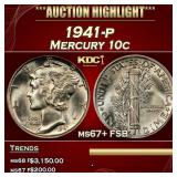 IC 1941-p Mercury Dime 10c ms67+ FSB SEGS