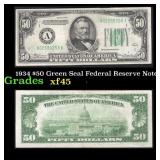 1934 $50 Green Seal Federal Reserve Note Grades xf