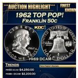 IC 1962 Proof Franklin Half Dollar TOP POP! 50c pr