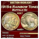 IC 1915-s Buffalo Nickel Rainbow Toned 5c ms65+ SE