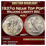 IC 1937-d Walking Liberty Half Dollar Near Top Pop
