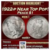 PCGS 1922-p Peace Dollar Near Top Pop! $1 ms66+ PC