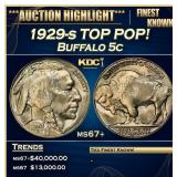 IC 1929-s Buffalo Nickel TOP POP! 5c ms67+ SEGS