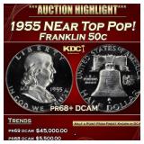 IC 1955 Proof Franklin Half Dollar NEar Top Pop! 5