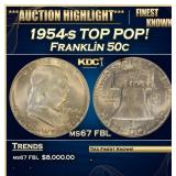IC 1954-s Franklin Half Dollar TOP POP! 50c ms67 F