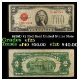 1928D $2 Red Seal United States Note Grades vf+