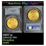 PCGS 1907-p Gold Liberty Double Eagle $20 ms61 PCG