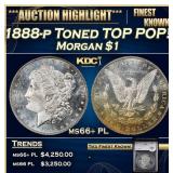 YC 1888-p Morgan Dollar Toned TOP POP! $1 ms66+ PL