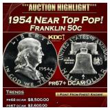 IC 1954 Proof Franklin Half Dollar Near Top Pop! 5